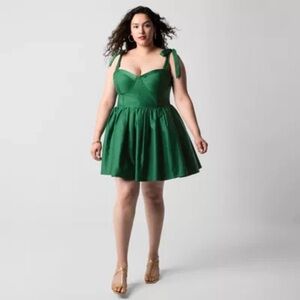 NWT Johnny Wujek Sleeveless Fit + Flare Dress, Hunter Green